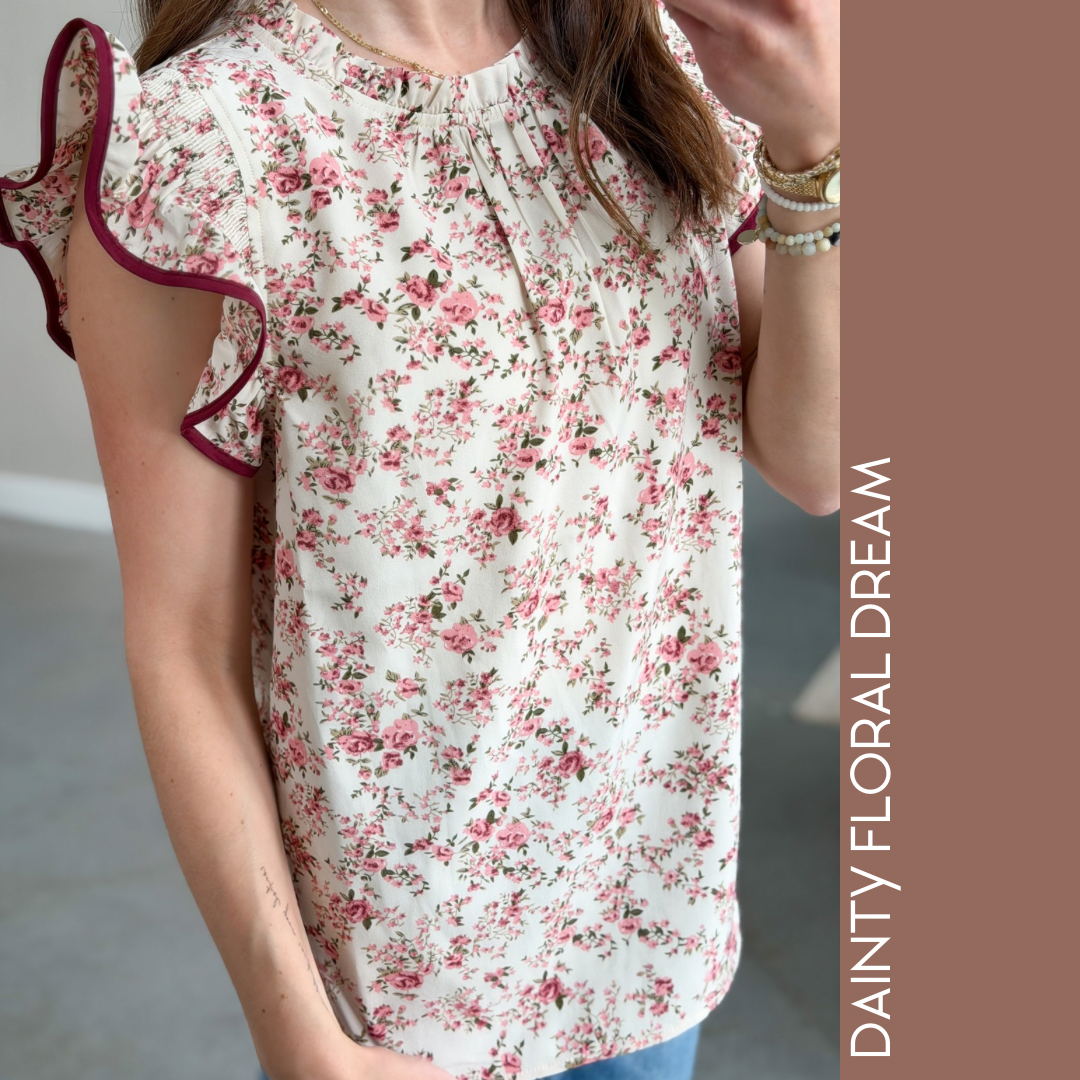 Anne Floral Ruffle Top Way Boutique LLC Anne Floral Ruffle Top Way Boutique LLC