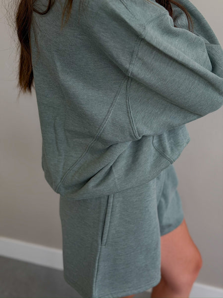 Extra Cozy Crewneck + Shorts SETS [charcoal navy & olive]