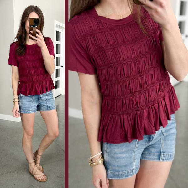 Cameo Smocked Top [plum]