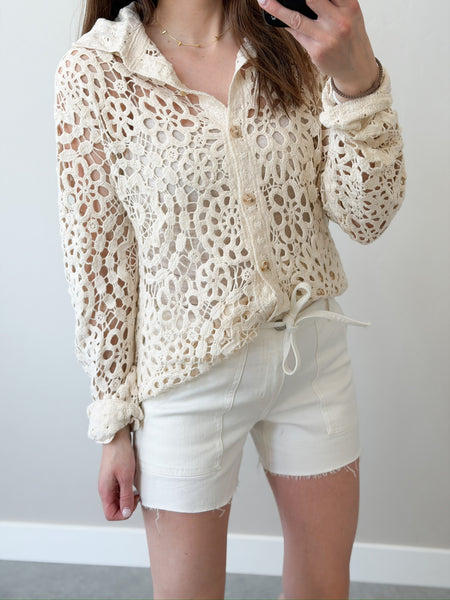 Clear Water Crochet Button Down