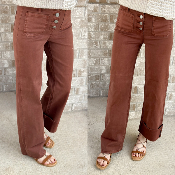 Jen High Rise Button Fly Espresso Jeans