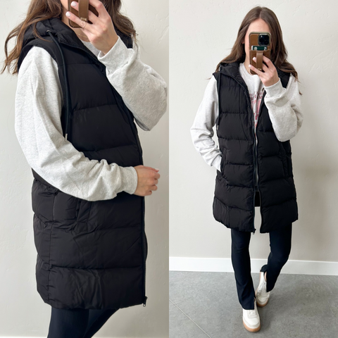 Long Winter Vests [taupe & black]