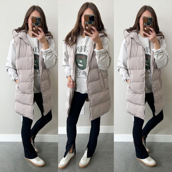 Long Winter Vests [taupe & black]