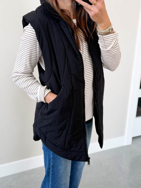Fleece Lined Long Line Vest