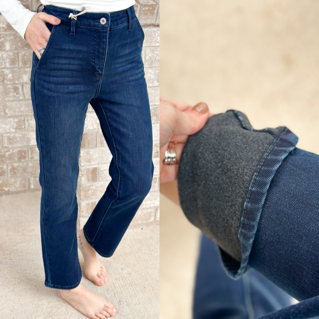 Straight FLEECE Lined Jeans