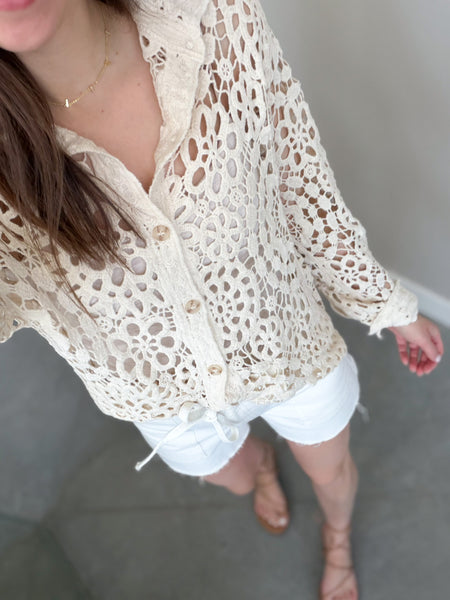 Clear Water Crochet Button Down