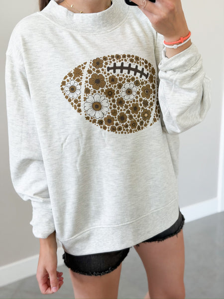 Floral Football Mock Neck