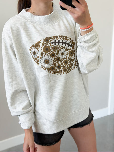 Floral Football Mock Neck