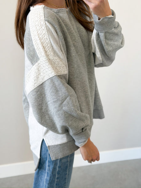 Lue Lace Accent Crewneck