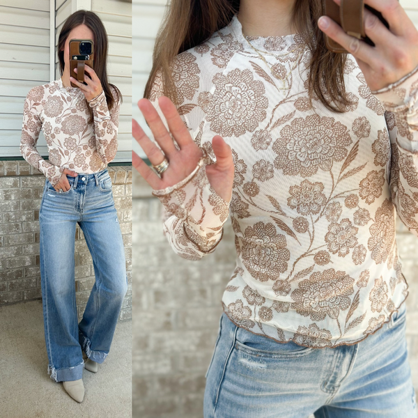 Gravitate Floral Mesh Long Sleeve