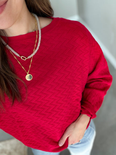 Ruby Red Accent Sweater