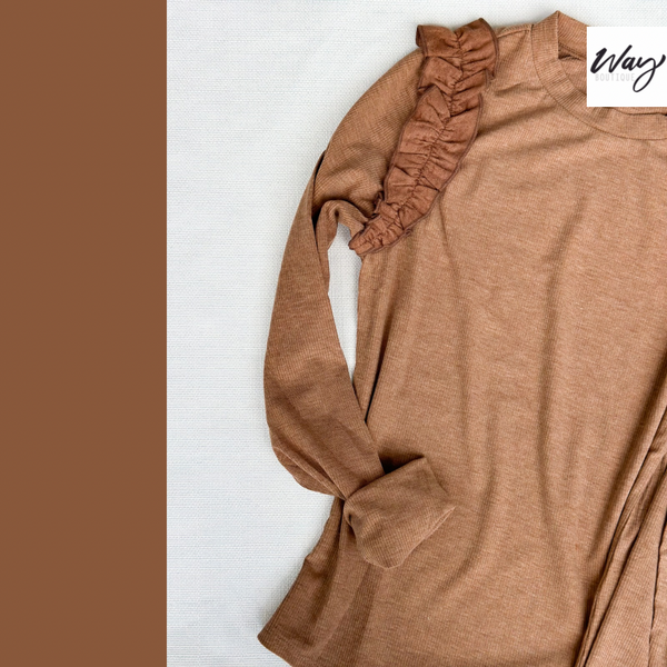 Suede Accent Flutter Top