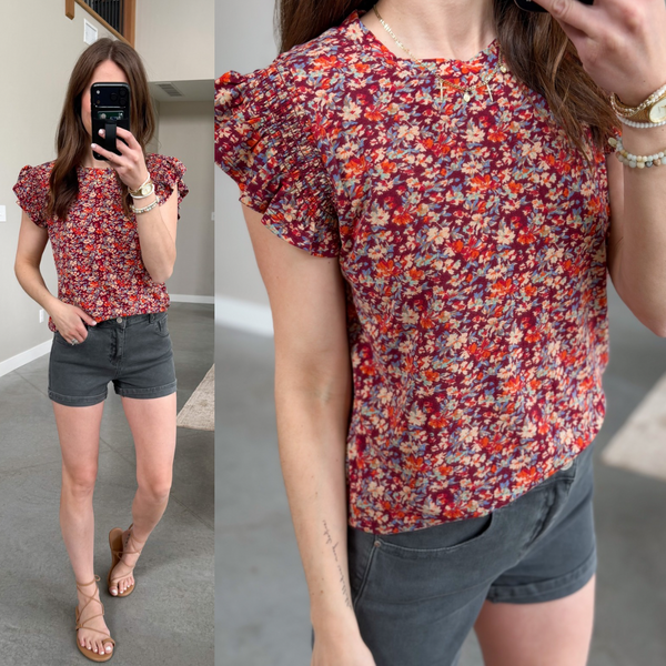 Floral Bliss Summer Ruffle Tshirt
