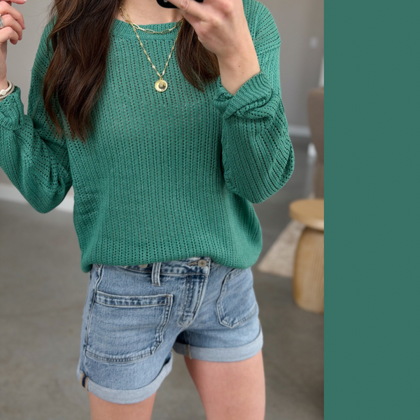 Cria Crochet Pullover [green & mocha]