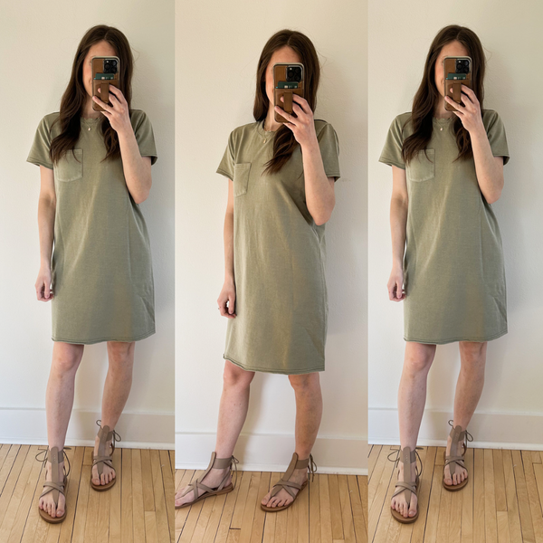 Vintage Summer T-Shirt Dress [mauve, olive, grey, stripes]