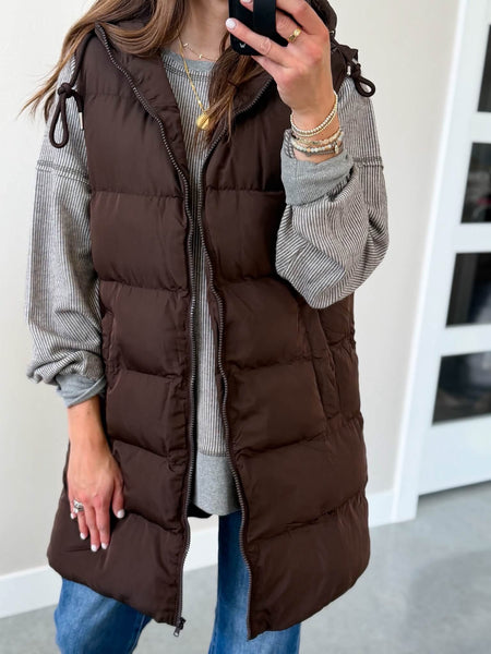 Long Line Vest [mocha + black]
