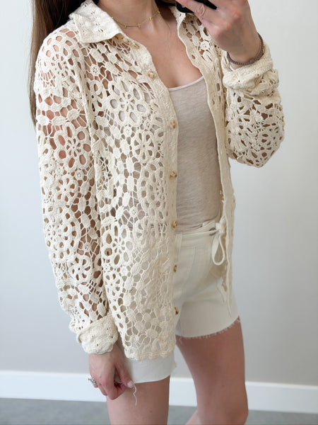Clear Water Crochet Button Down