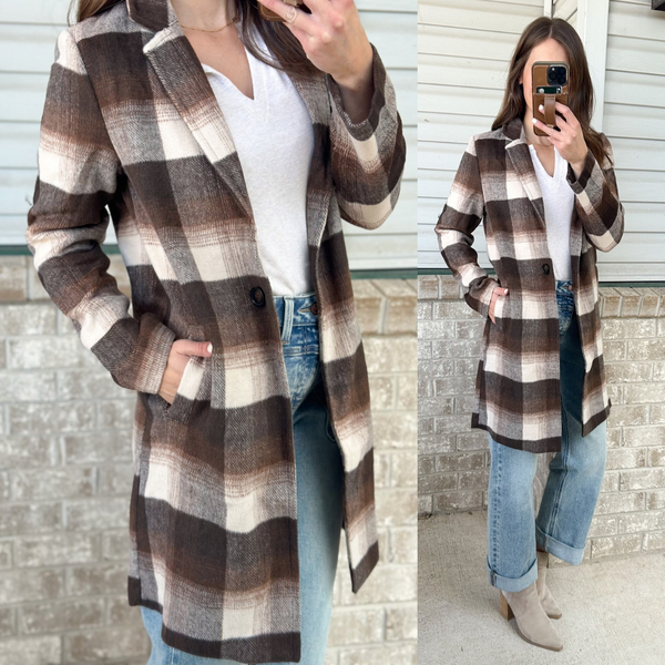 Keeper Plaid Light Weight Blazer Coat