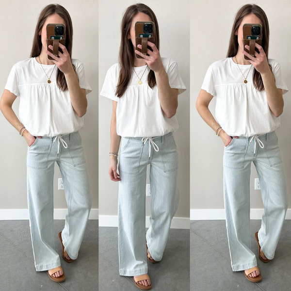 Sweet Stripe Drawstring Jeans [pre-order ready in 7-14 days]