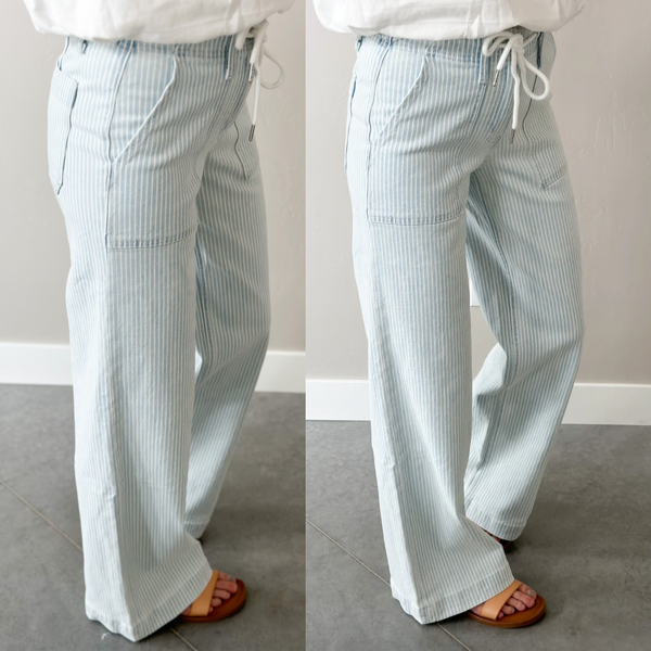 Sweet Stripe Drawstring Jeans [pre-order ready in 7-14 days]
