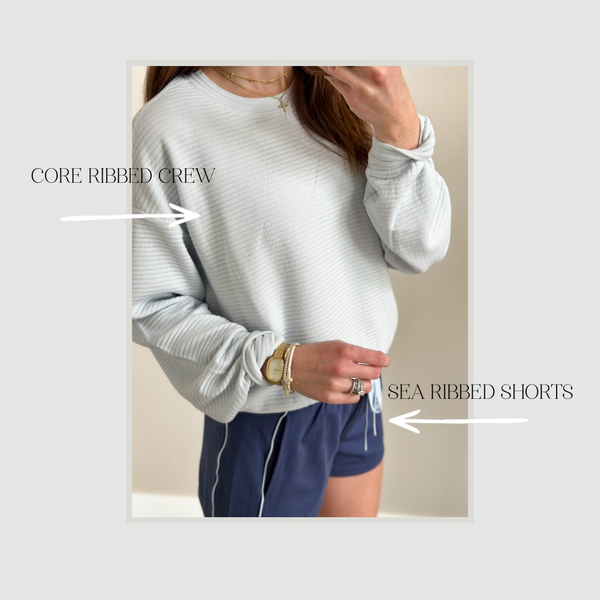 Core Ribbed Crews [dreamer blue & taupe]