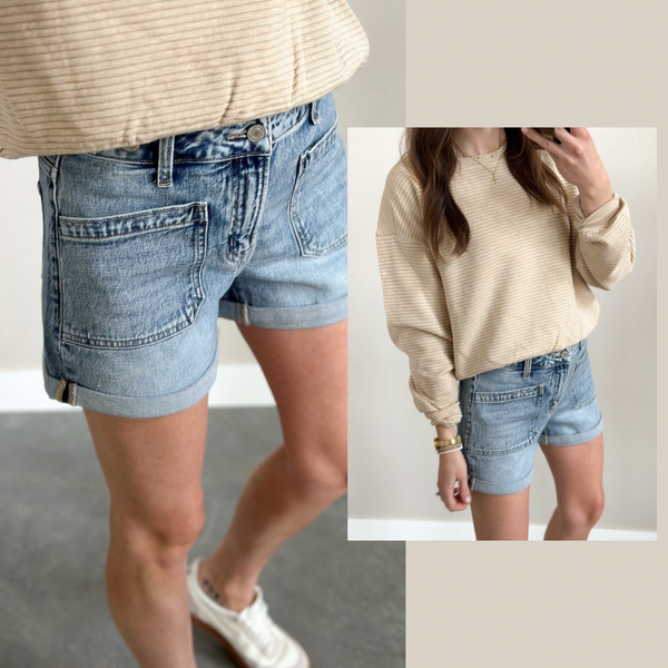 Core Ribbed Crews [dreamer blue & taupe]