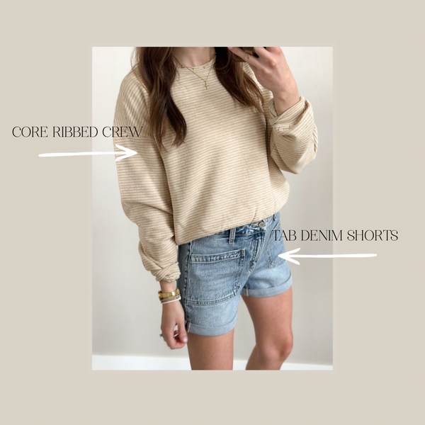 Core Ribbed Crews [dreamer blue & taupe]