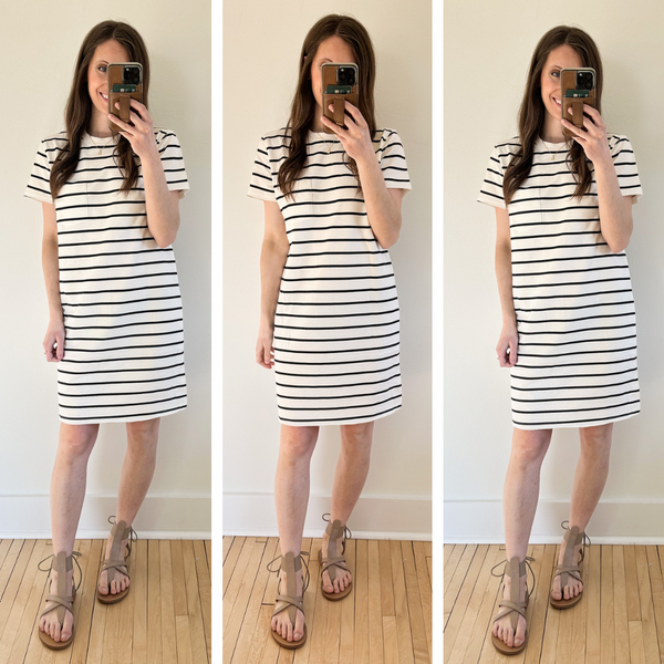 Vintage Summer T-Shirt Dress [mauve, olive, grey, stripes]