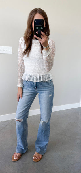 Lace Peplum Top