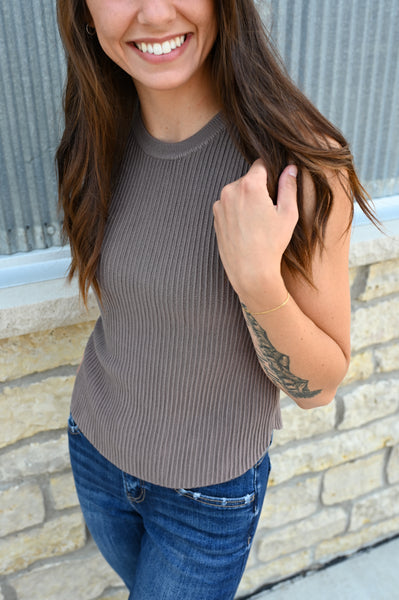 Molli Mid-Weight Ribbed Tank with Raw Hem