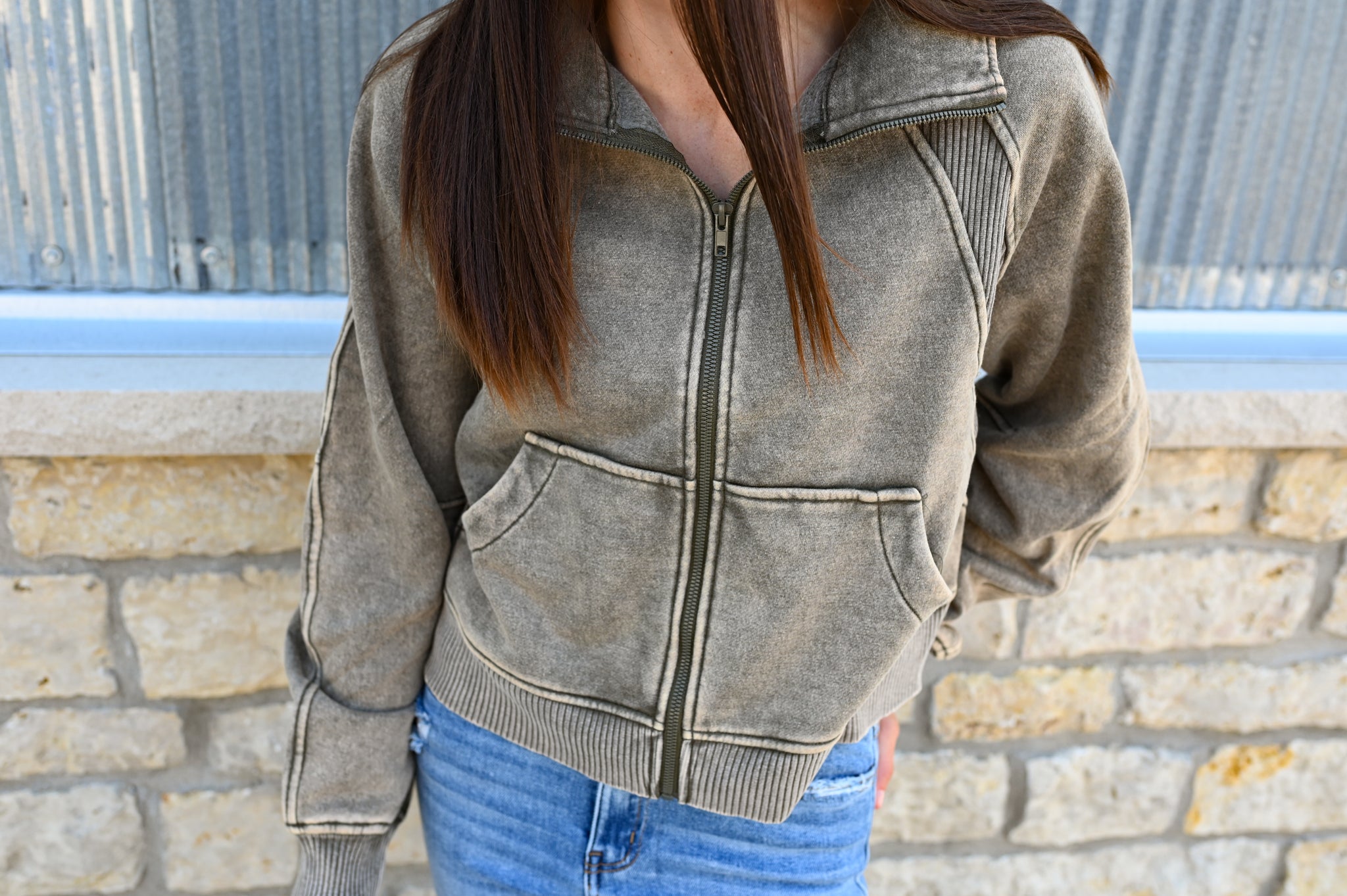Scuba Fleece Full Zip [Acid Wash Olive]