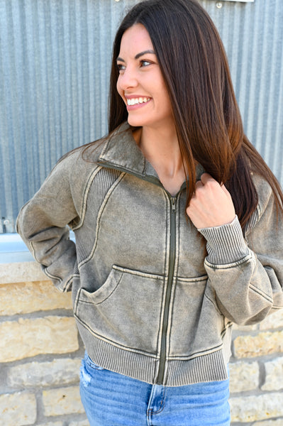 Scuba Fleece Full Zip [Acid Wash Olive]