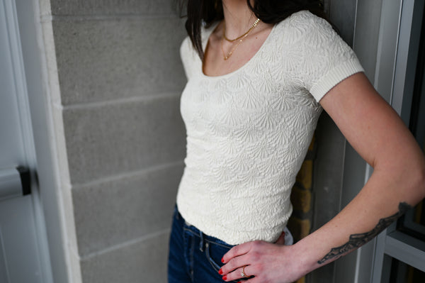 Toni Textured Tee [Oatmeal & Charcoal]