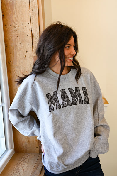 MAMA Lace Puffer Crew