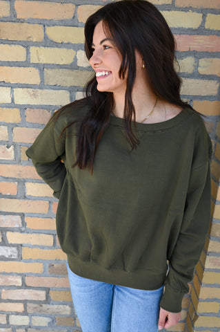 Basic Boatneck/Off Shoulder Fleece Crew