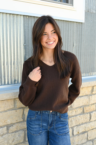 Let’s Get Festive Bow Back Sweater [espresso & burgundy]
