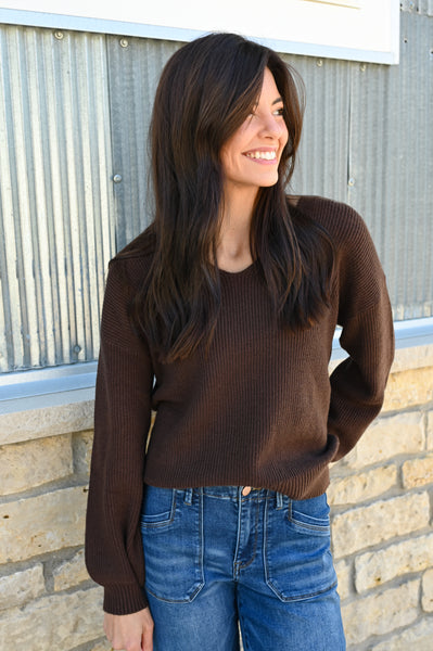 Let’s Get Festive Bow Back Sweater [espresso & burgundy]