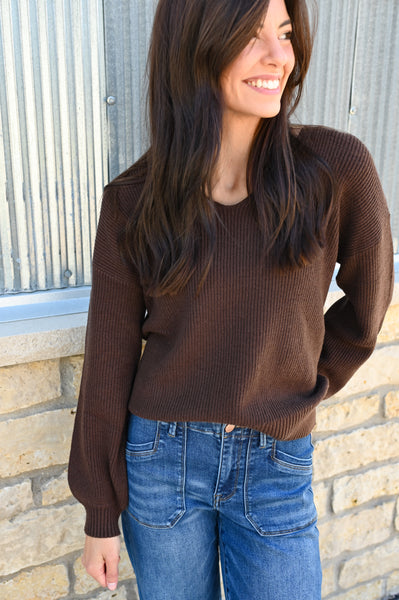 Let’s Get Festive Bow Back Sweater [espresso & burgundy]