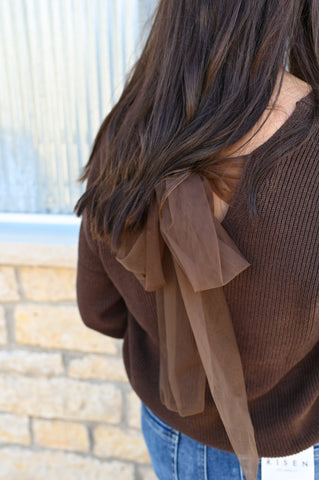 Let’s Get Festive Bow Back Sweater [espresso & burgundy]