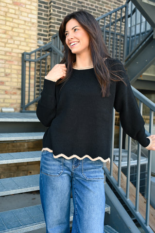 Kancy Scallop Hem Buttery Soft Sweater (S-3X)