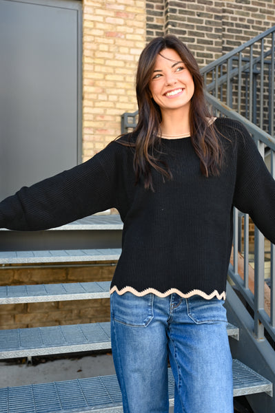 Kancy Scallop Hem Buttery Soft Sweater (S-3X)
