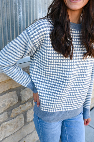Pattern Please Soft Sweater [blue & gray]