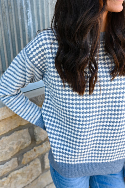 Pattern Please Soft Sweater [blue & gray]