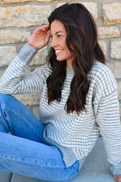 Pattern Please Soft Sweater [blue & gray]