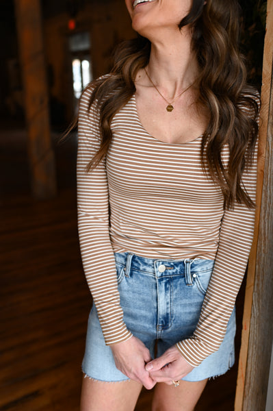 Double Lined Mocha Stripe Long Sleeve