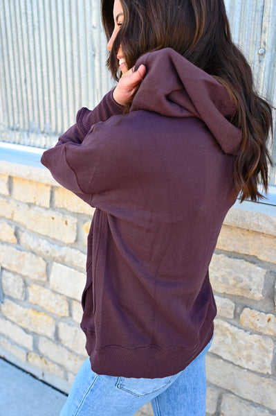 Crisp Plum Button Hoodie