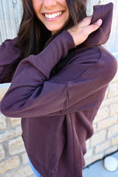 Crisp Plum Button Hoodie
