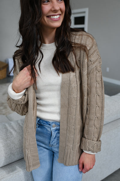 Crystal Cable Knit Cardigan [taupe]