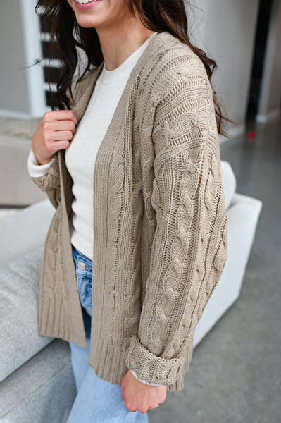 Crystal Cable Knit Cardigan [taupe]