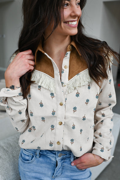 Randi Corduroy Fringe Top